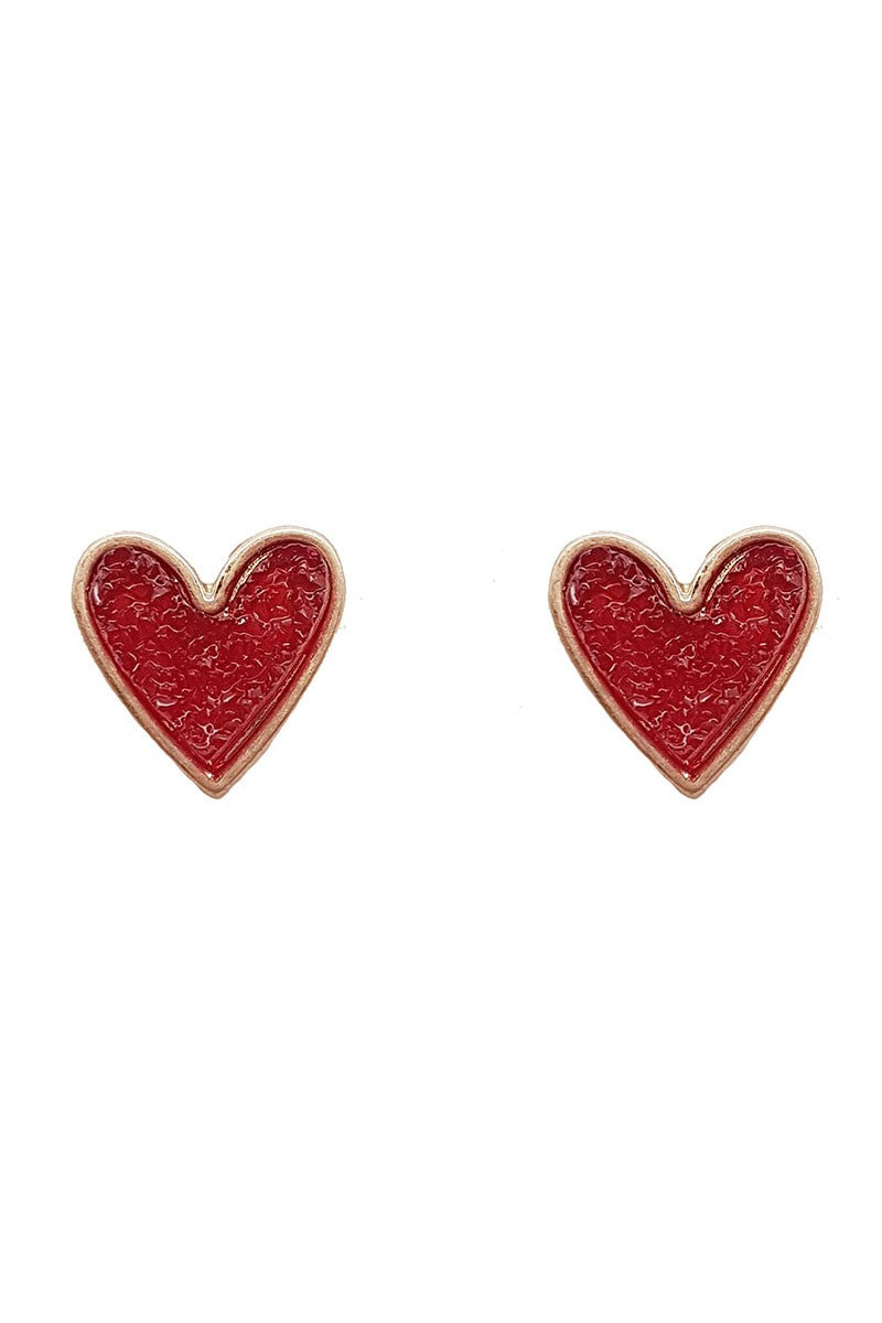 “Drusy” Heart stone post earrings